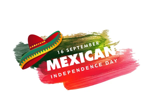 16 de septiembre Día de la Independencia de México texto con sombrero sombrero en — Vector de stock