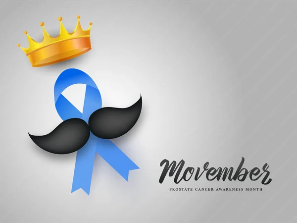 Aids kurdele, bıyık ve ile Movember afiş veya poster tasarımı — Stok Vektör