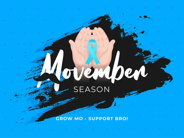 Movember Banner de temporada o diseño de póster con soporte de mano humano — Vector de stock