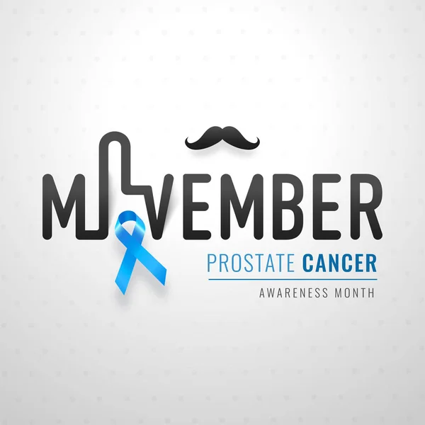 Stylowy tekst Movember z AIDS wstążki i wąsy ilustracji — Wektor stockowy