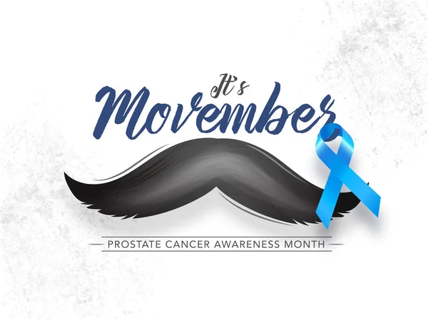 Bıyık lı ve Aids kurdeleli Movember'ın Kaligrafisi — Stok Vektör