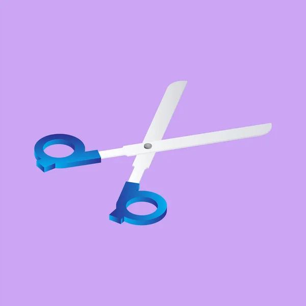 Isometric illustration of scissors on purple background. — Stock Vector