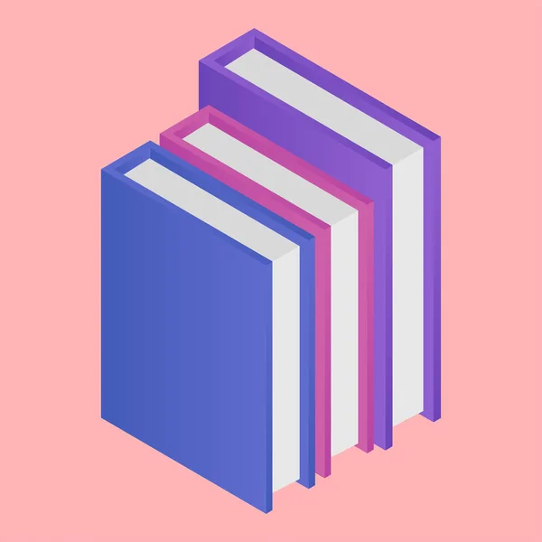Pile de livres 3D sur fond rose . — Image vectorielle