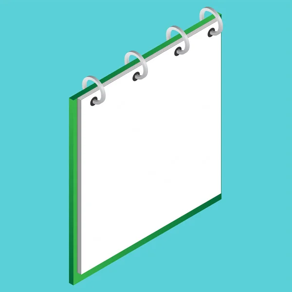 Isometrische illustratie van notitieboekje op blauwe achtergrond. — Stockvector