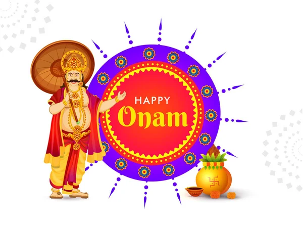 Happy onam Festivalkarte oder Plakatentwurf mit Illustration von k — Stockvektor