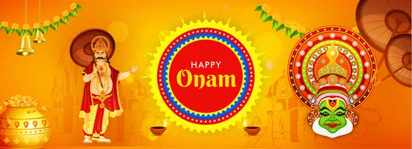 Happy Onam Festival firande header eller banner design med ill — Stock vektor