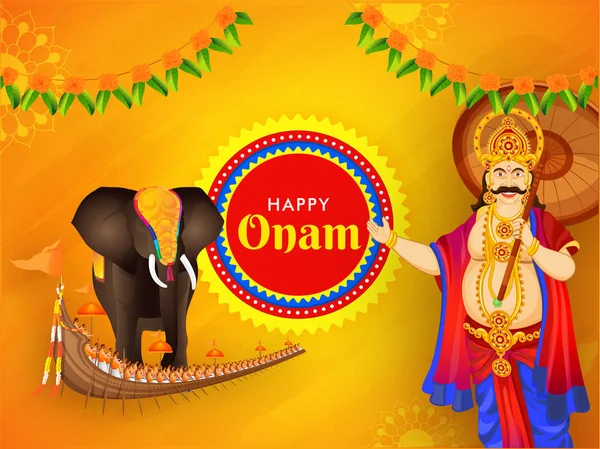 Happy Onam festival celebratio poster o banner design con illu — Vettoriale Stock