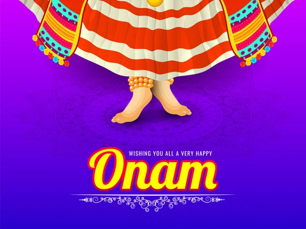 Onam Festival meddelande kort eller affisch design med illustration av — Stock vektor