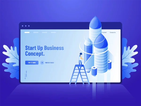 Publicidade azul site cartaz ou design de landing page, illus 3d — Vetor de Stock