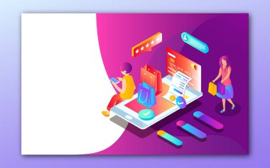 Ödeme kartı ile akıllı telefon 3d illüstrasyon, makbuz fişi