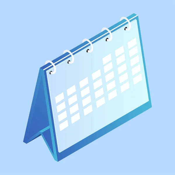 Blauwe kalender in 3D-stijl. — Stockvector
