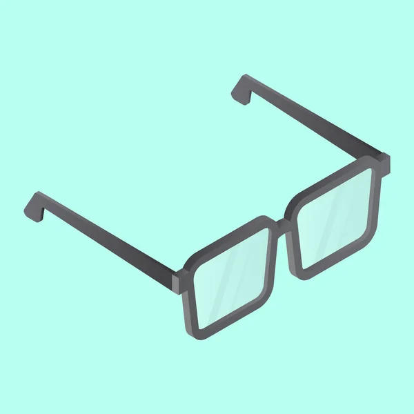 Isometric eyeglasses on green background. — Stock Vector