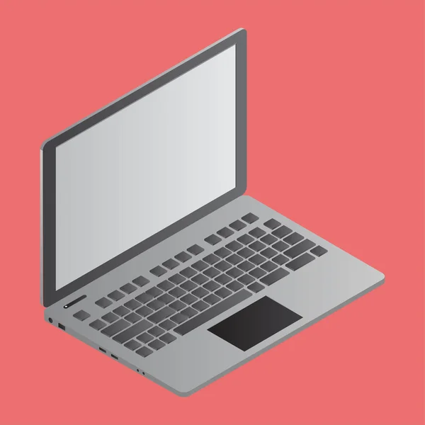 3D illustration of laptop on orange background. — Stock Vector