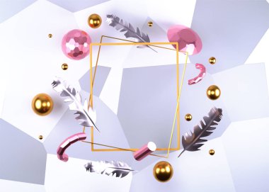 Abs metalik gerçekçi uçan eleman ile çerçeve 3d Render