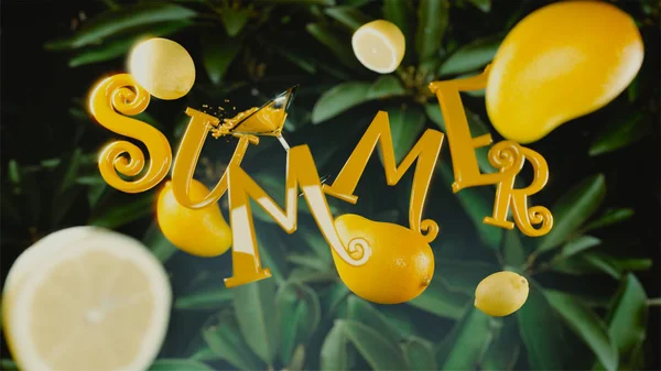 Sommar kalligrafi design med mango mörkgröna blad på ba — Stockfoto