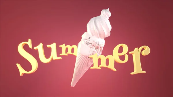 Word "Summer" with Ice cream on brown background in 3D Render st — Stock Photo, Image