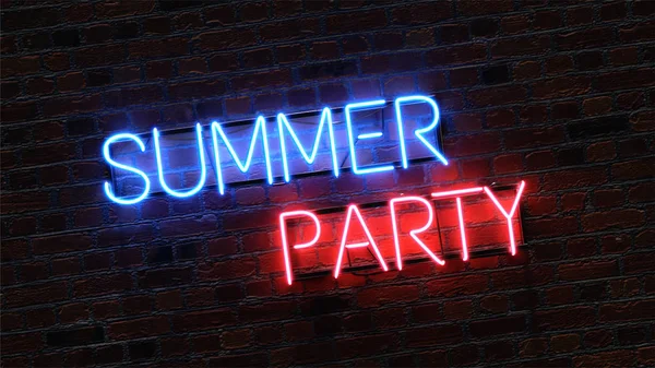 Summer Party vektor illustration i neonstil. Färgglad text på — Stockfoto