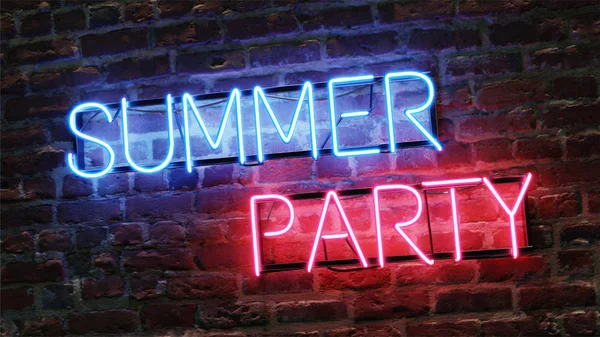 Summer Party vektor illustration i neonstil. Färgglad text på — Stockfoto