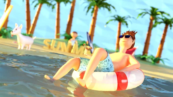 3D renderowane ilustracji sceny plaży wzięte od dołu. Kach muszą — Zdjęcie stockowe