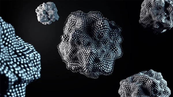3D απόδοση της αφηρημένης εντυπωσιακό πεδίο αστεροειδών σε ψηφιακό conc — Φωτογραφία Αρχείου