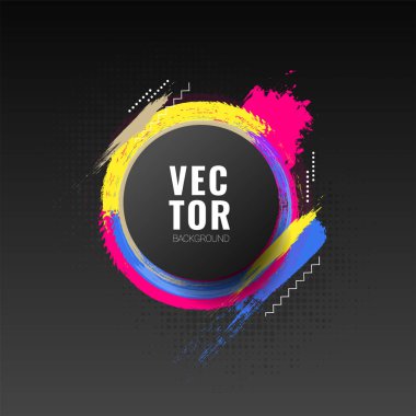 Renkli fırça darbeleri daire çerçevesi ile dinamik soyut tasarım 