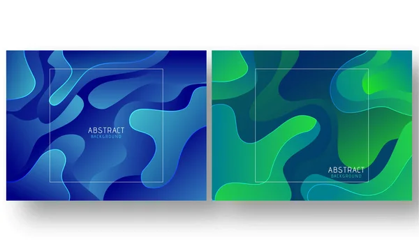 Grön och blå flytande flöde eller Fluid Art abstrakt bakgrund i p — Stock vektor