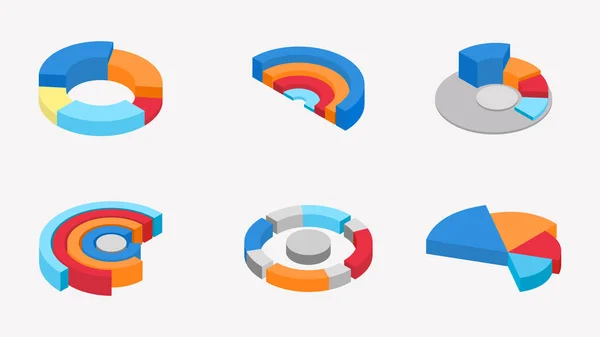 3D Isometrische illustratie van kleurrijke Pie Chart collectie op WH — Stockvector