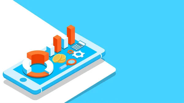 Ilustración isométrica 3D del elemento de infografía empresarial en sm — Archivo Imágenes Vectoriales