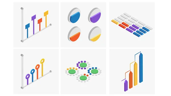 Isometrische set van kleurrijke infographics element. — Stockvector