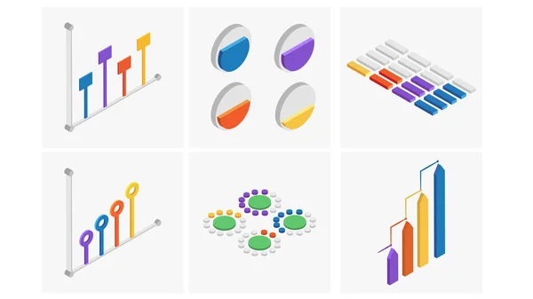 Isometrisk uppsättning färgglada Infographics element. — Stock vektor