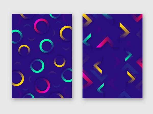 Фиолетовый абстрактный шаблон дизайна, украшенный красочной геометрией — стоковый вектор