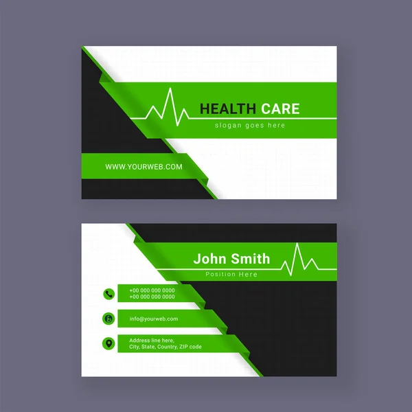 Healthcare business card or horizontal template design in front — Stock Vector