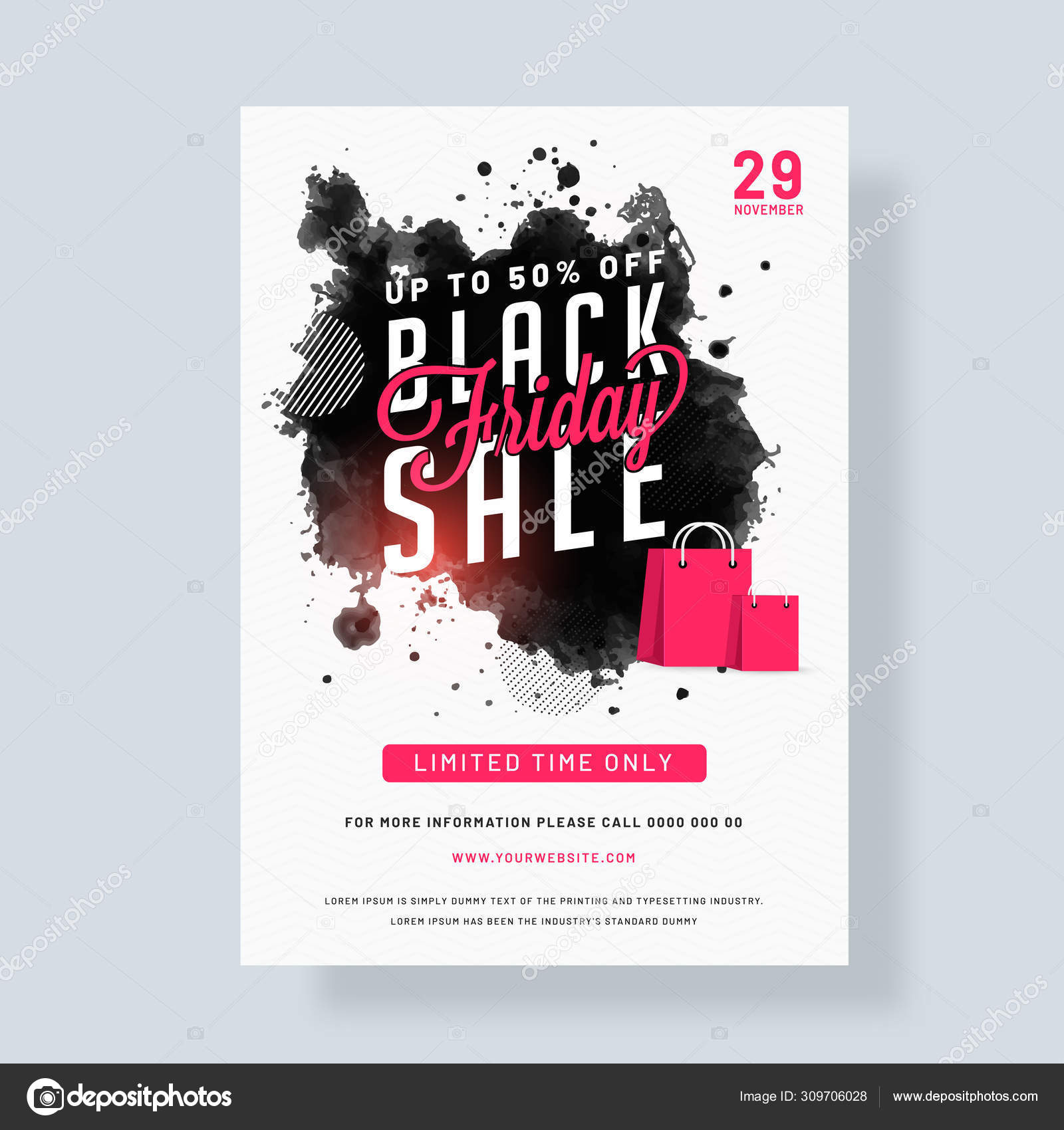 Advertising template or flyer design with shopping bag and 50% d - Main Image