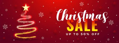 Glitter ışık tarafından yapılan Xmas ağacı ile kırmızı başlık veya afiş tasarımı