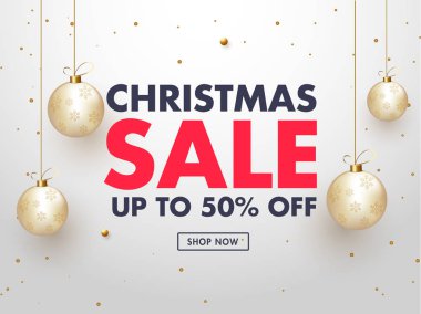 Noel İndirimi afiş veya poster tasarımı dekore etmek için %50'ye kadar indirim