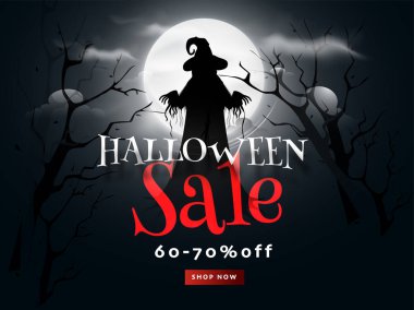 Halloween Sale afiş veya poster tasarımı ile 60-70% indirim offe