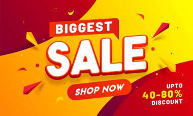 Biggest Sale banner or poster design with 40-80% discount offer 