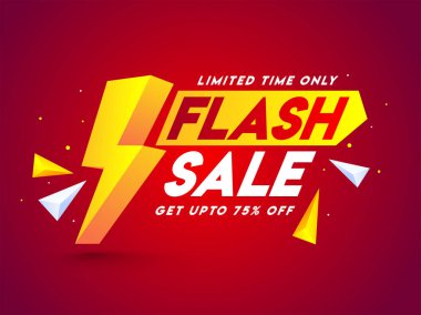 Advertising banner or poster design with 3d lighting bolt and 75