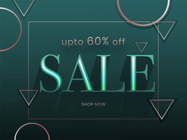 Geometrik elementlerle dekore edilmiş yeşil pankart veya poster tasarımı 