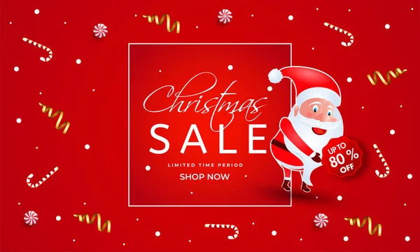 Karácsonyi eladó banner vagy poszter design illusztrációja Sant — Stock Vector