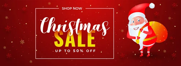 Cabecera de venta de Navidad o diseño de banner con 50% de descuento ofrecen una — Vector de stock