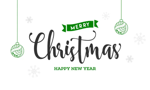 Feliz Navidad y Feliz Año Nuevo diseño de la tarjeta de felicitación decorada — Vector de stock
