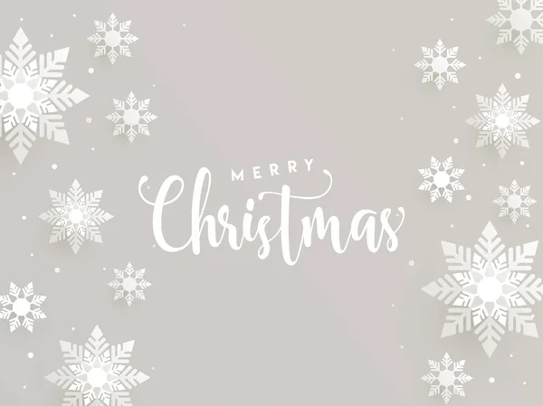 Stylish text of Merry Christmas and snowflakes decorated backgro — Stock Vector