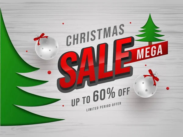 Mega Sale banner eller affisch design med 60% rabatt erbjudande och ba — Stock vektor