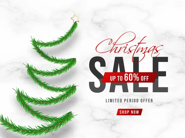 Christmas sprzedaż banner lub plakat projekt z 60% zniżki oferują — Wektor stockowy