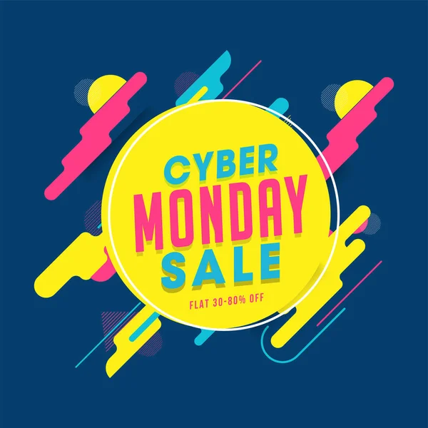 Cyber Monday Sale cartaz ou modelo de design com 30-80% de desconto — Vetor de Stock