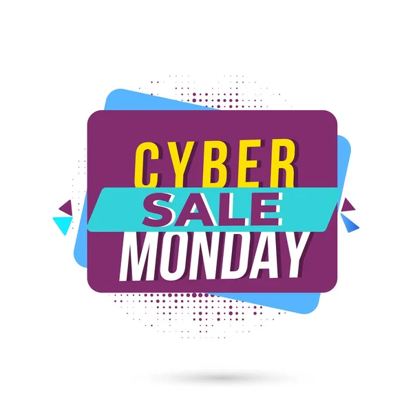 Tag Cyber Monday Sale, design de etiquetas com efeito de meio-tom no whit — Vetor de Stock