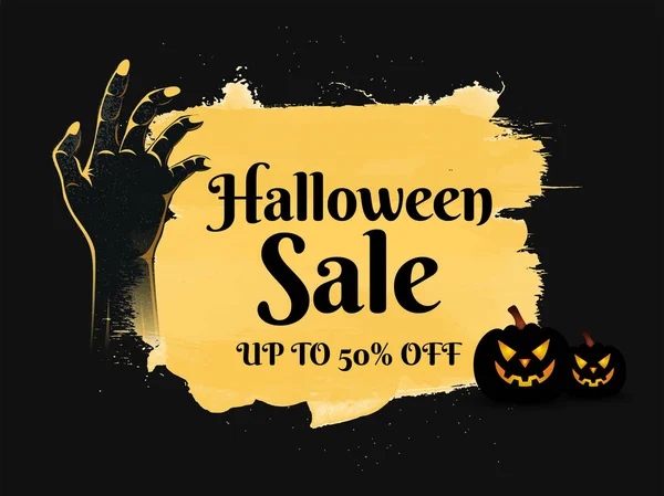 Halloween Sale banner or poster design with 50% discount offer, — Stock Vector