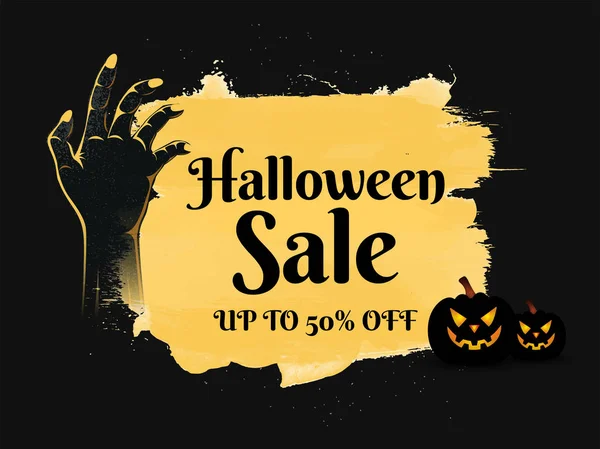 Halloween-Banner oder Plakat-Design mit 50% Rabatt, — Stockvektor