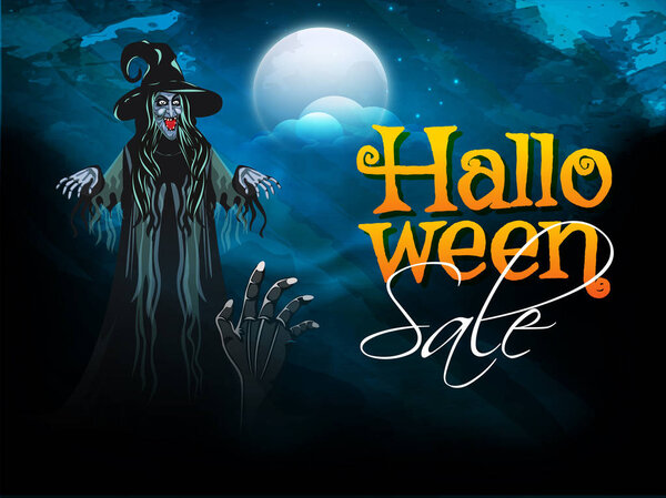 Продажный баннер или плакат на Хэллоуин с надписью "е"
